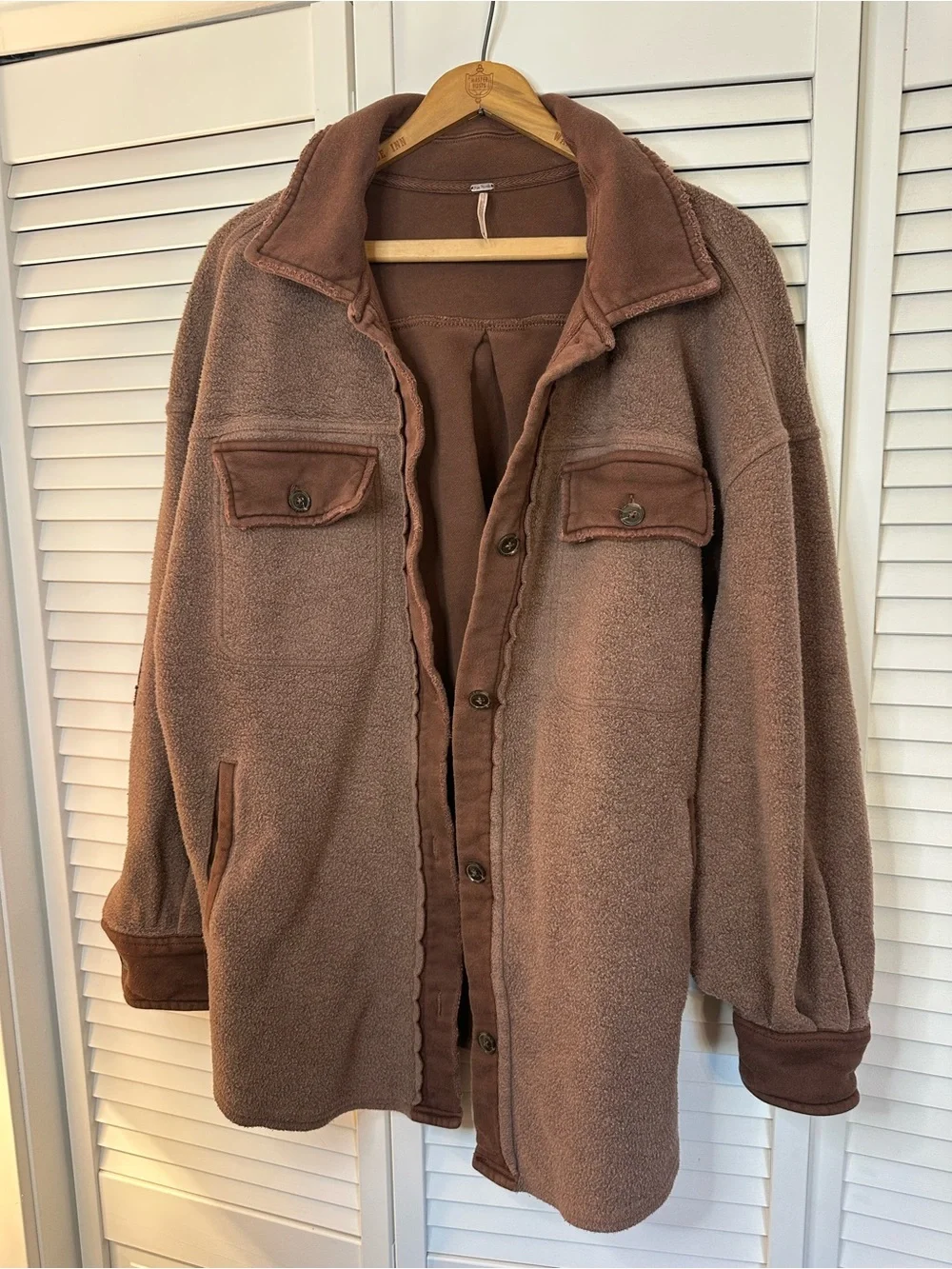 Free People Chocolate Brown Teddy Shacket